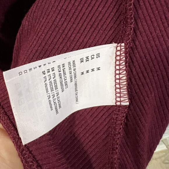 American Eagle Soft & Sexy Long Sleeve Burgundy‎ Ribbed Swing Mini Dress Size M - Picture 6 of 10